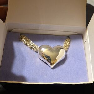 Avon Silver Heart Pendant with Gold-Tone Multi-Strand Chain